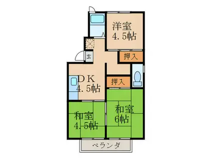 プレジール日下(3DK/1階)の間取り写真