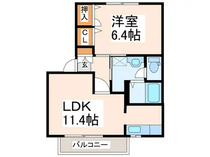アイビー(1LDK/2階)の間取り写真