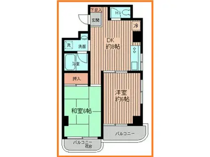 あざみ野第5エステービル(2DK/3階)の間取り写真