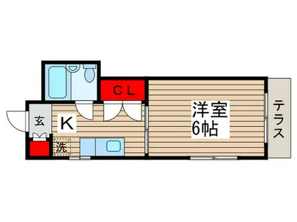 メゾンオーキスC(1K/1階)の間取り写真