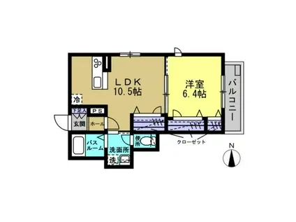 ルポゼ武蔵小杉(1LDK/2階)の間取り写真