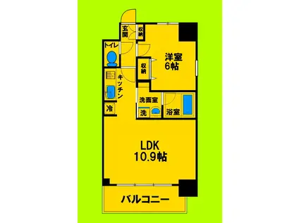 エスレジデンス江坂(1LDK/4階)の間取り写真