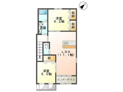 サンライズヒル夢咲(2LDK/2階)の間取り写真