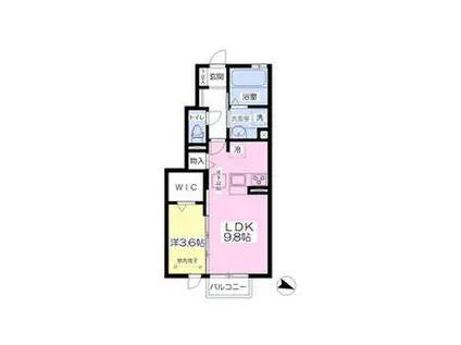 グレースフィールド(1LDK/1階)の間取り写真