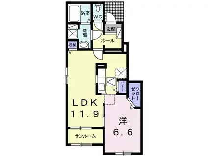ラ ルーチェB(1LDK/1階)の間取り写真