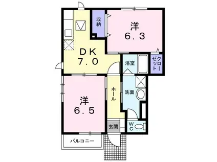 ビックランドII(2DK/1階)の間取り写真