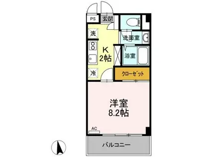 マンションけやき(1K/3階)の間取り写真