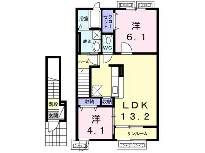 ポンド・パディ(2LDK/2階)の間取り写真