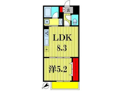 SOFI新松戸(1LDK/2階)の間取り写真