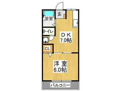 アンシャンテ(1DK/2階)の間取り写真