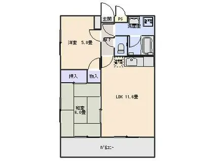 サンパレス(2LDK/3階)の間取り写真