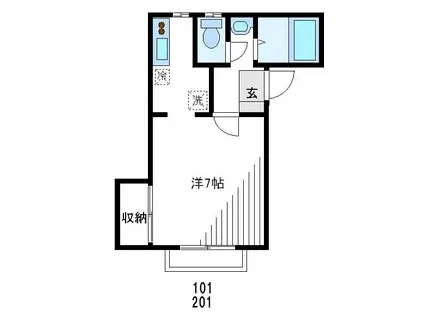 ラルクハイツ(1K/1階)の間取り写真