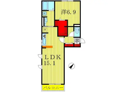 リースフォート(1LDK/3階)の間取り写真