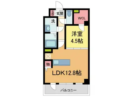 ガゼルノア宝塚武庫川(1LDK/1階)の間取り写真