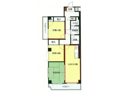 スペース21(3LDK/4階)の間取り写真