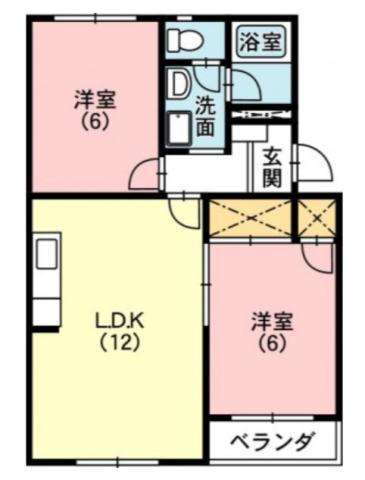 ラフィーネK(2LDK/1階)の間取り写真