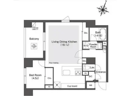 スタイリオ目黒大橋HILLSIDE(1LDK/2階)の間取り写真