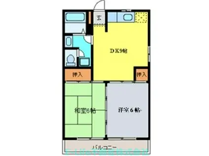 託麻ハイツA・B・C・D(2DK/2階)の間取り写真