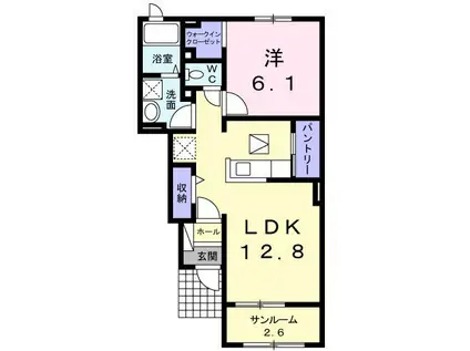 メディウム・マレIV(1LDK/1階)の間取り写真