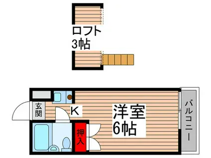 オークヒルズ新松戸(1K/2階)の間取り写真