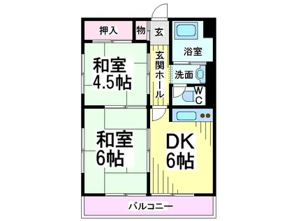 東町マンション(2DK/4階)の間取り写真