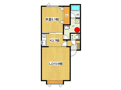 グルージャ三楽(1LDK/1階)の間取り写真