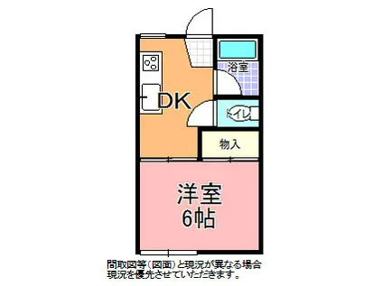 シャンブルB棟(1DK/1階)の間取り写真