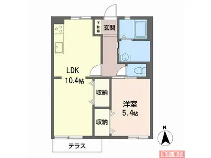 フローレンス緑C棟(1LDK/1階)の間取り写真