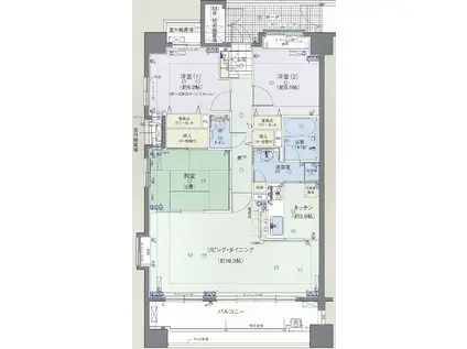 カレント富安(2SLDK/10階)の間取り写真