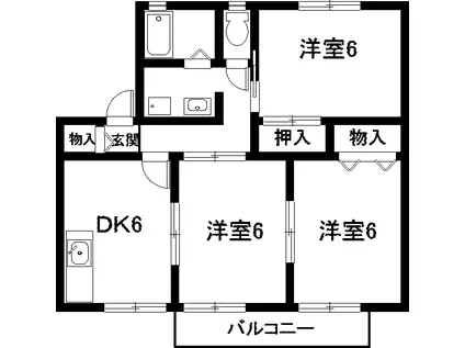 サニーハイツ(3DK/1階)の間取り写真