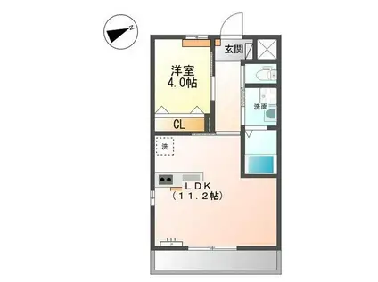 トゥールハート(1LDK/2階)の間取り写真