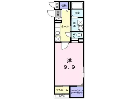 クレール壱番館(1K/1階)の間取り写真