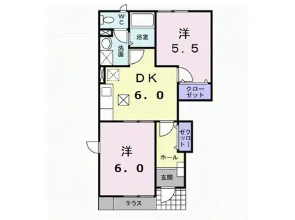 グレイスコート・II(2DK/1階)の間取り写真