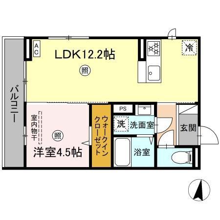 サニーサイド幸町I(1LDK/2階)の間取り写真
