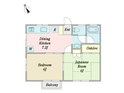 カドリール(2DK/2階)の間取り写真