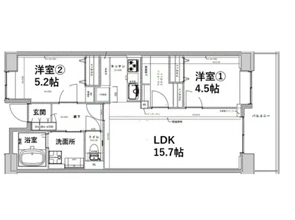 アクティ目黒駅前1号棟 1(2LDK/9階)の間取り写真