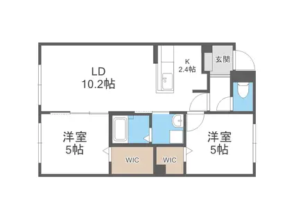 シリウス琴似(2LDK/1階)の間取り写真