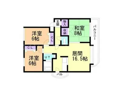 ウィル東札幌(3LDK/4階)の間取り写真