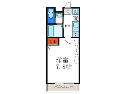 アークリード洛北(1K/2階)の間取り写真