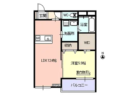 ラ フェリオM サウス(1LDK/1階)の間取り写真