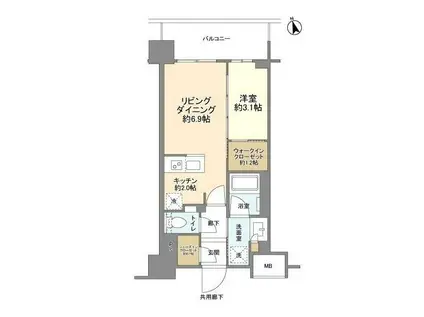 リビオ蒲田ザ・ゲート(1LDK/13階)の間取り写真