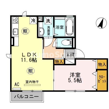 神戸6番館(1LDK/2階)の間取り写真