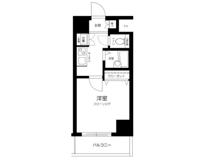 スカイーコートヴィータ五反田ウエスト(1K/10階)の間取り写真