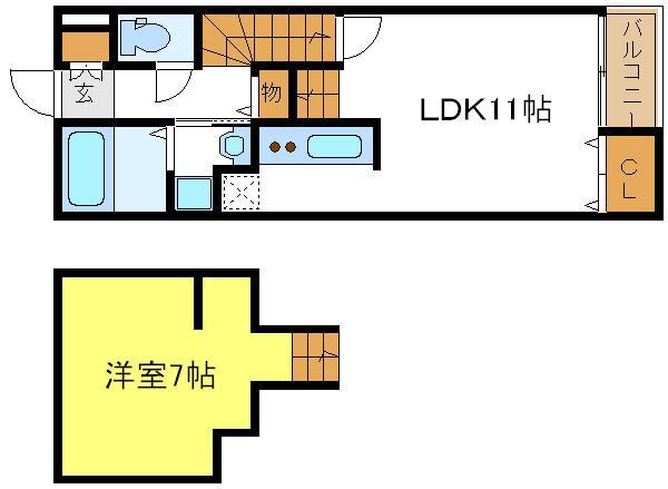 コーポエムプラス(1LDK/2階)の間取り写真