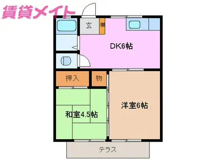 青葉コーポ(2DK/1階)の間取り写真