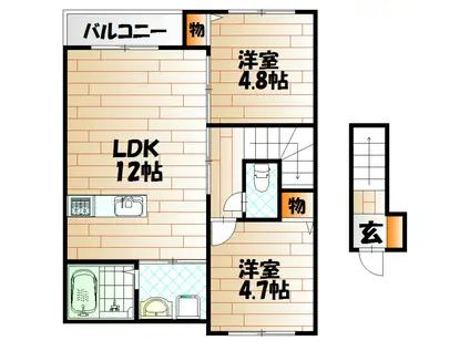 エスプランティ SGK(2LDK/2階)の間取り写真