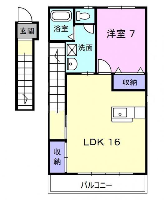 スタットアンクムB(1LDK/2階)の間取り写真