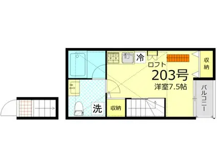 カスティーロ松ヶ丘(ワンルーム/2階)の間取り写真