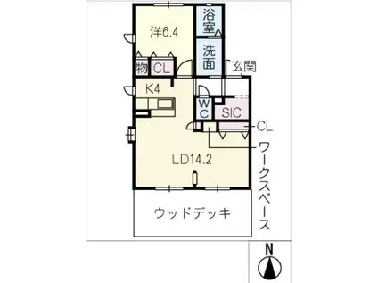 ピュアリティA棟(1LDK/1階)の間取り写真