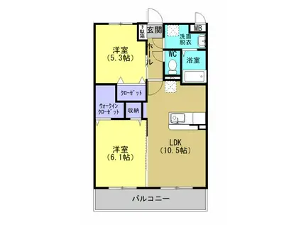 TUMUGU(2LDK/2階)の間取り写真